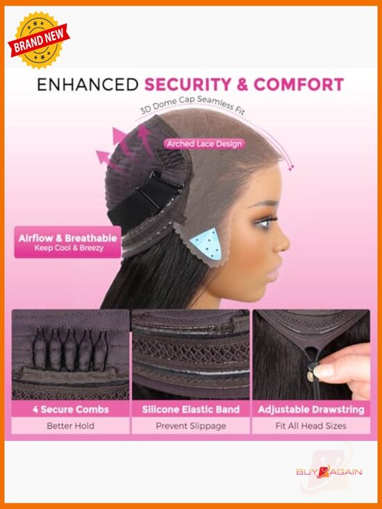 13x6 HD Lace Front Wig Human Hair 180 Density Pre Plucked Glueless Straight